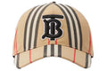 Casquette de baseball coton carreaux traditionnels monogramme beige