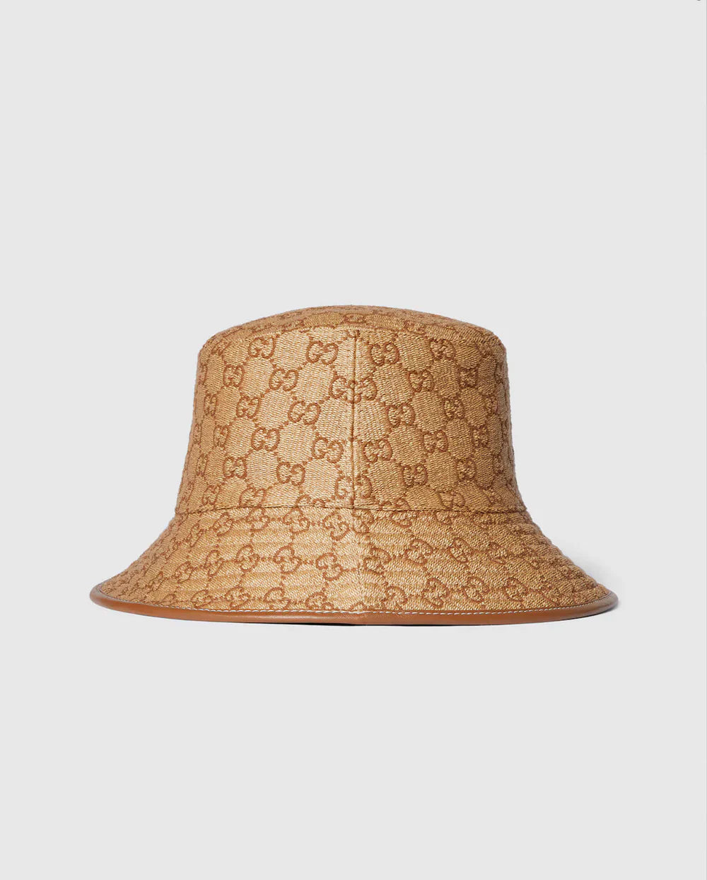 Chapeau seau en paille GG